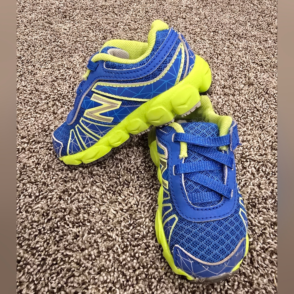 New Balance Kids Sneakers in Blue and Neon Green